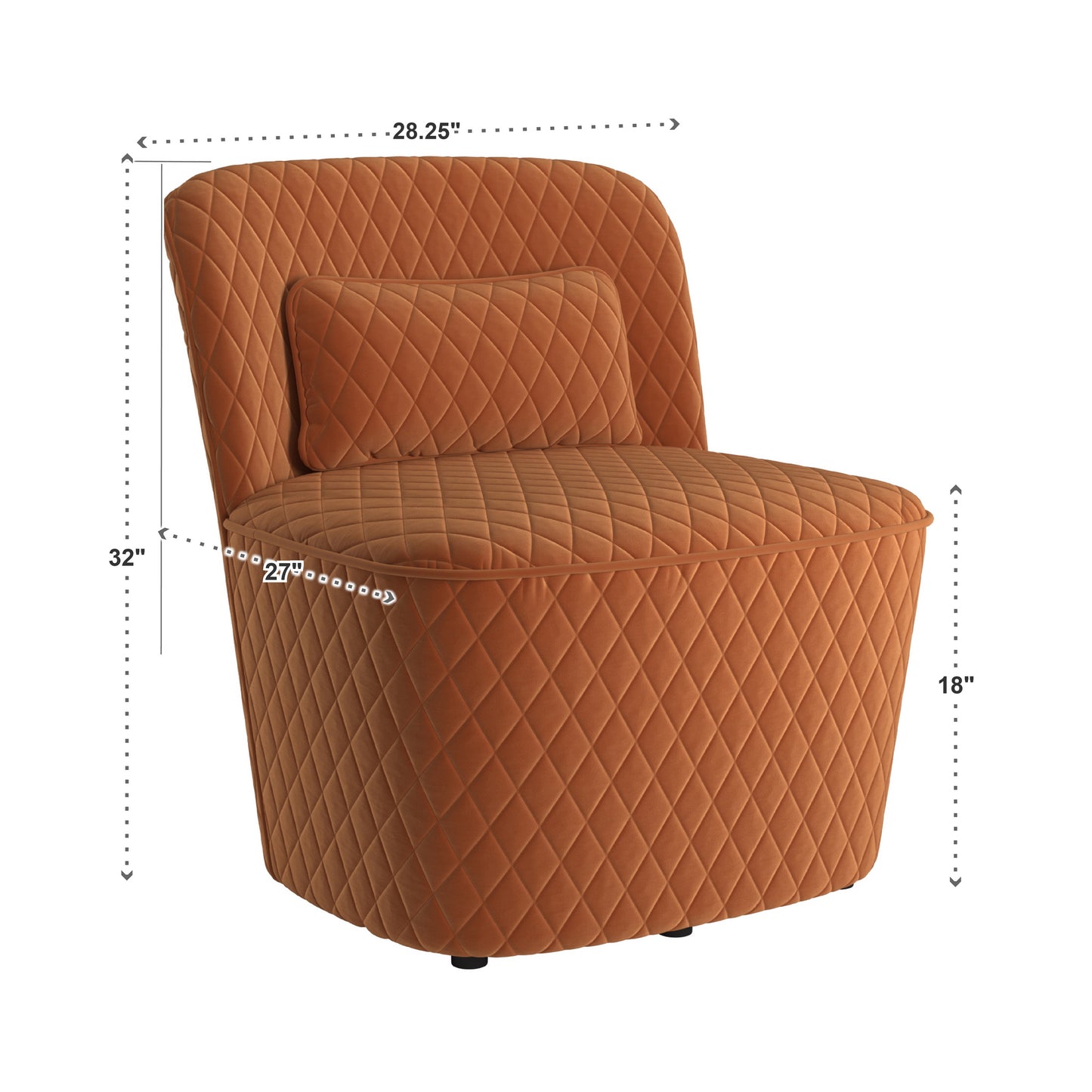 Orange Fabric Chair and Ottoman - Accent Chair Only