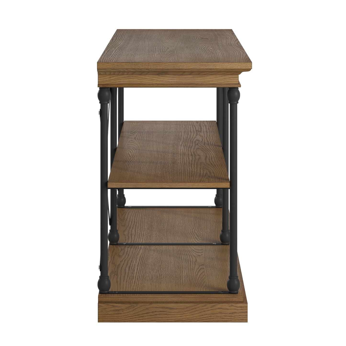 Cornice Iron and Wood Entryway Console Table - Brown Finish
