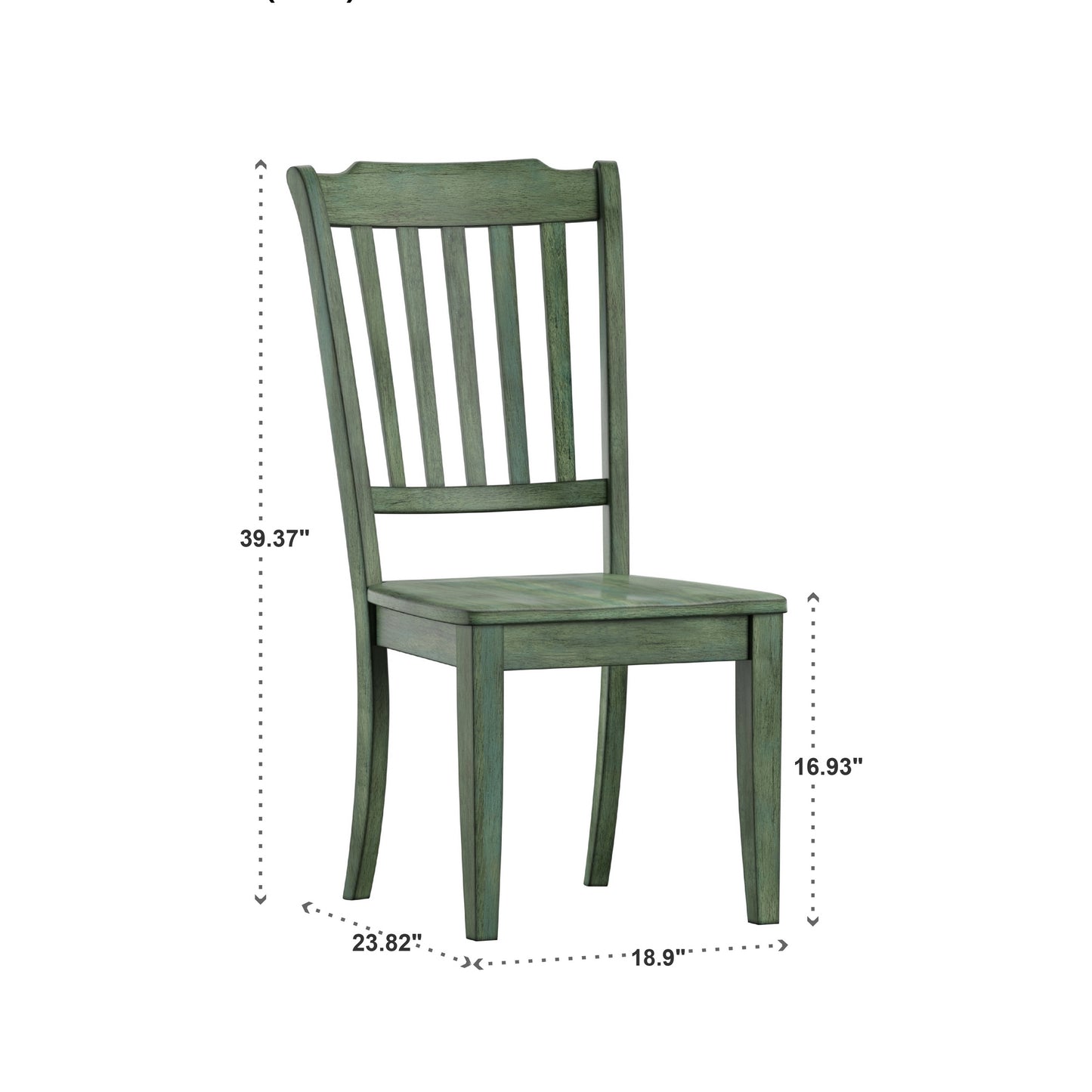 Slat Back Wood Dining Chairs (Set of 2) - Antique Sage Green