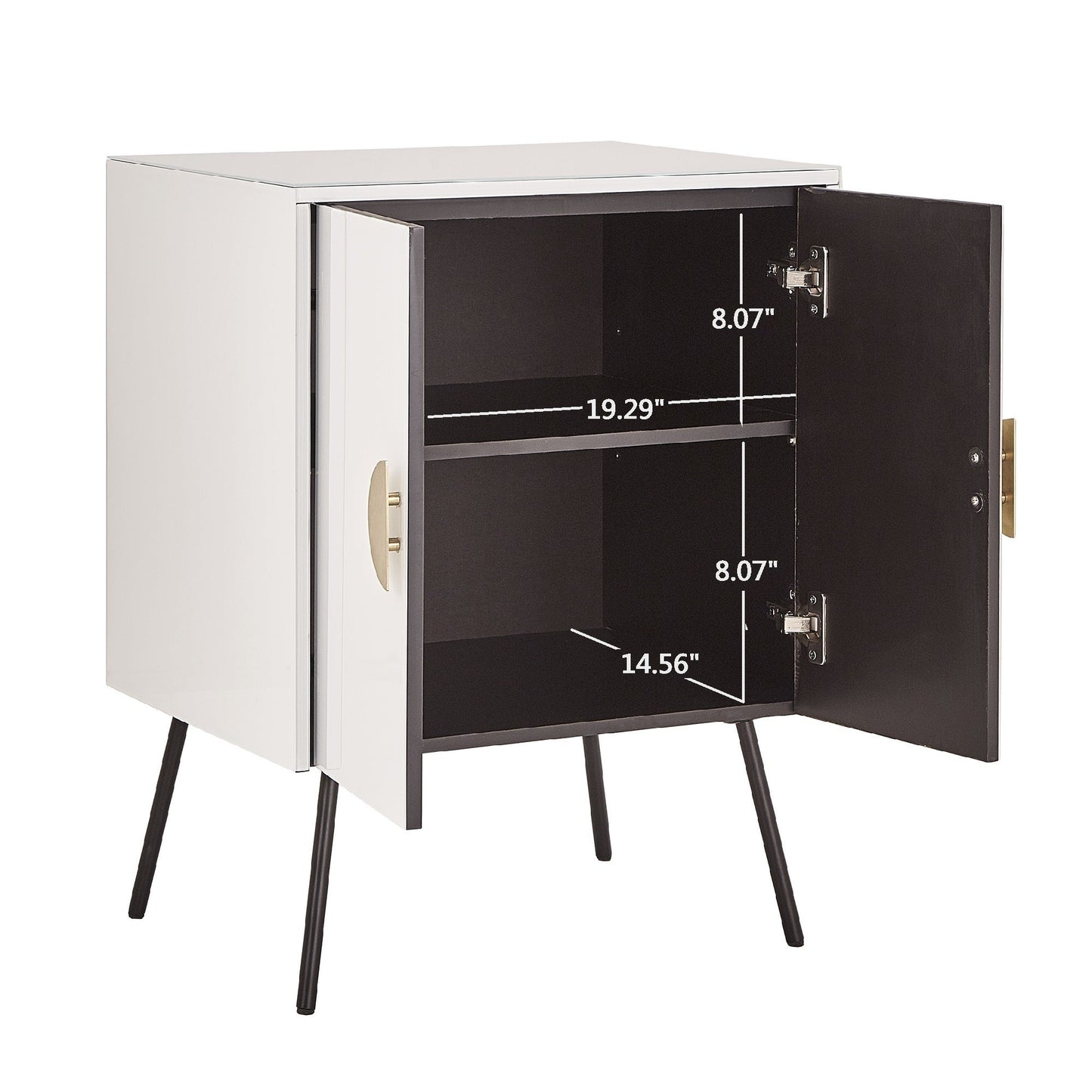 White Glass 2-Door Accent Cabinet