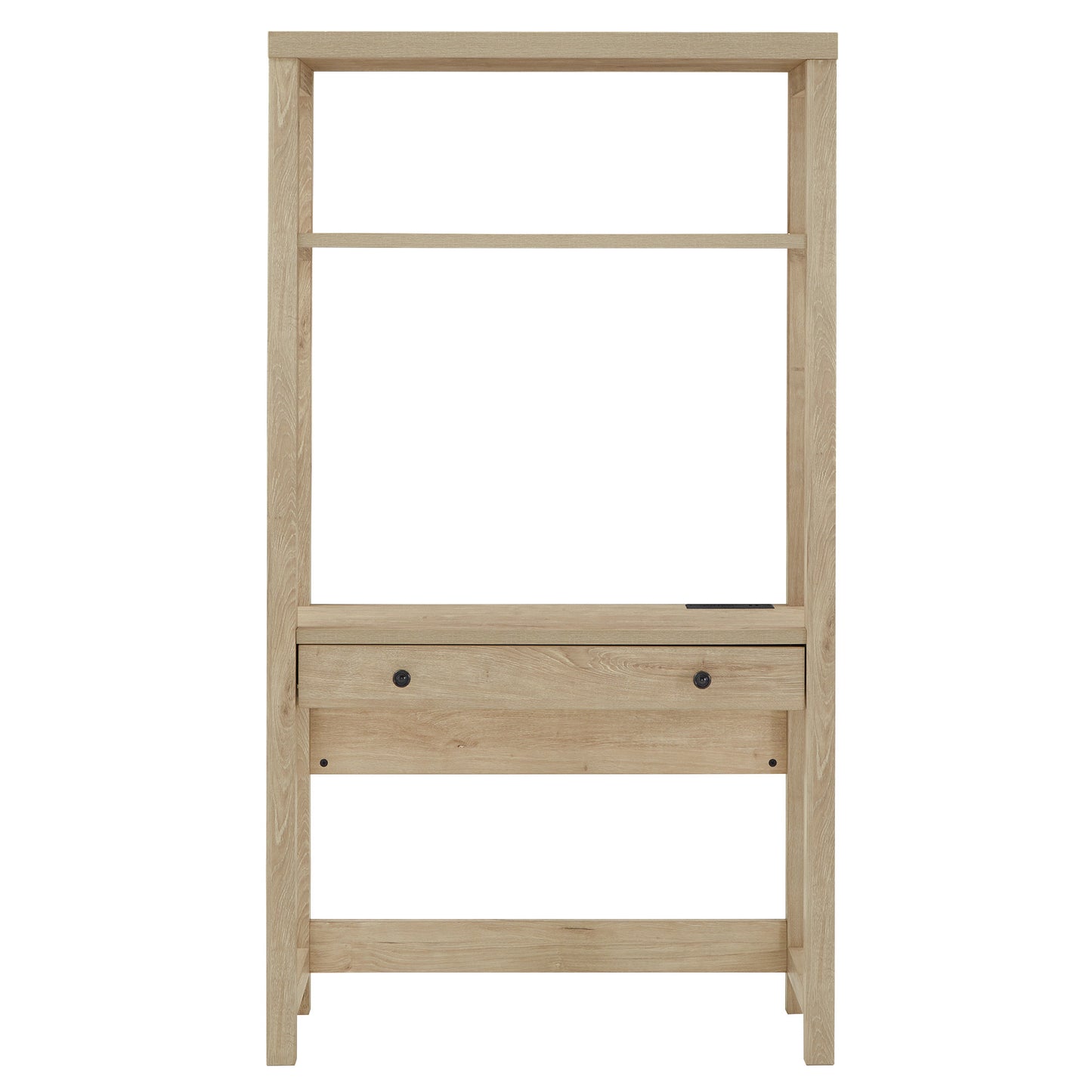 38 in. Wall Bookshelf with Desk and USB Charger - Light Ash Finish