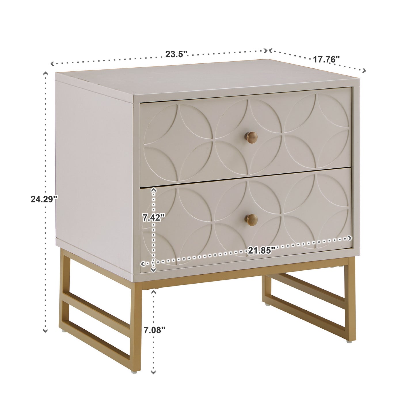 Arched Diamond Gold Metal End Table - White