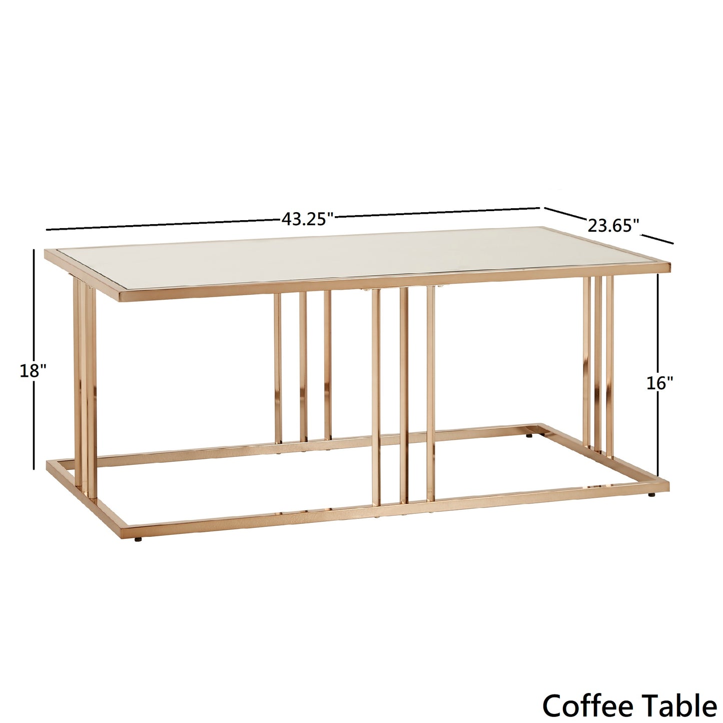 Champagne Gold Finish Coffee Table with Mirror Top