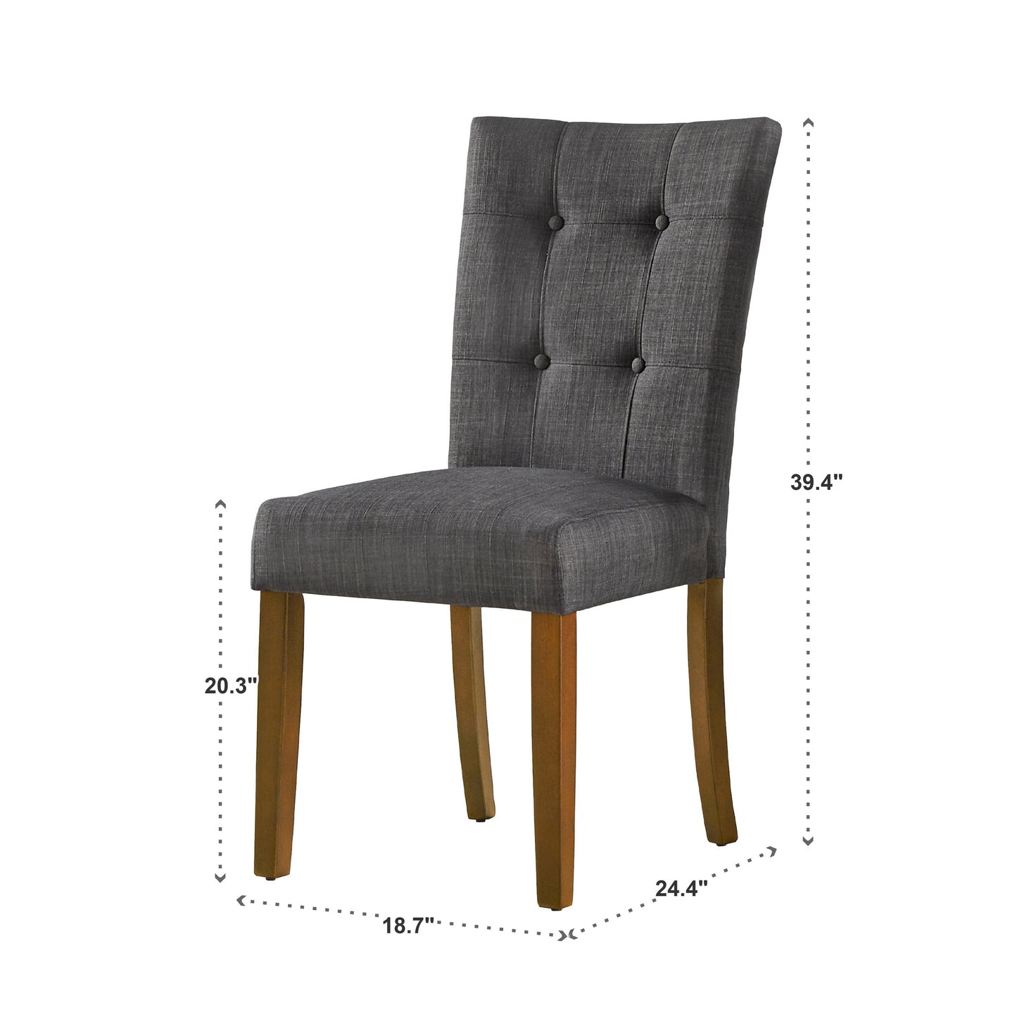 Cherry Finish Upholstered Dining Chairs (Set of 2) - Dark Gray Linan