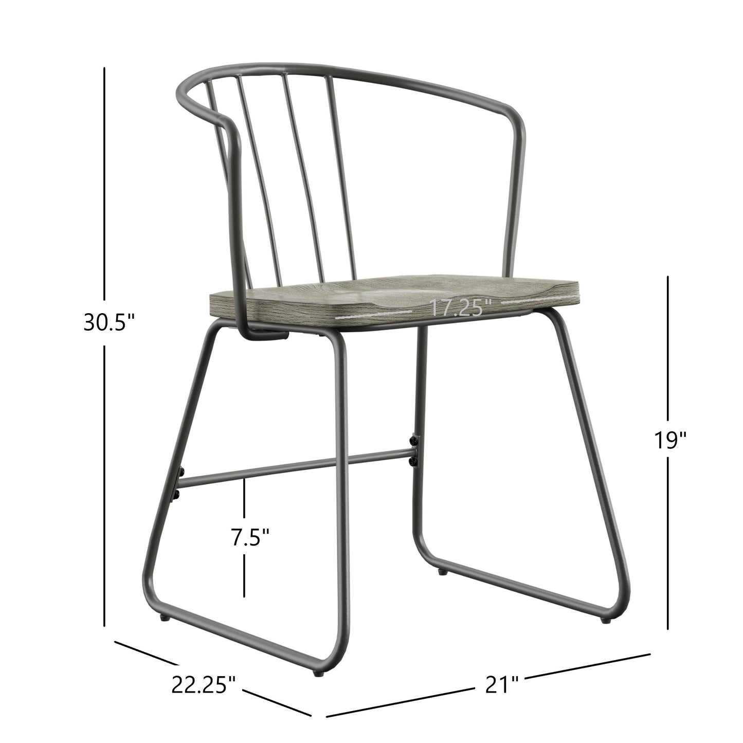 Iron and Gray Finish Dining Chairs (Set of 2)