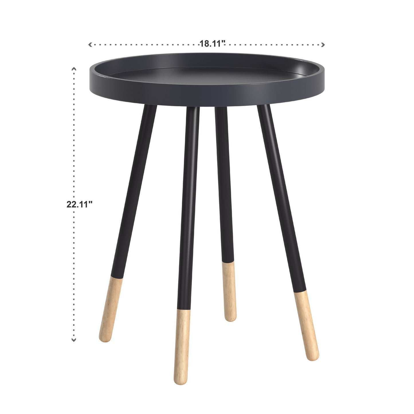 Paint-Dipped Round Tray-Top End Table - Vulcan Black