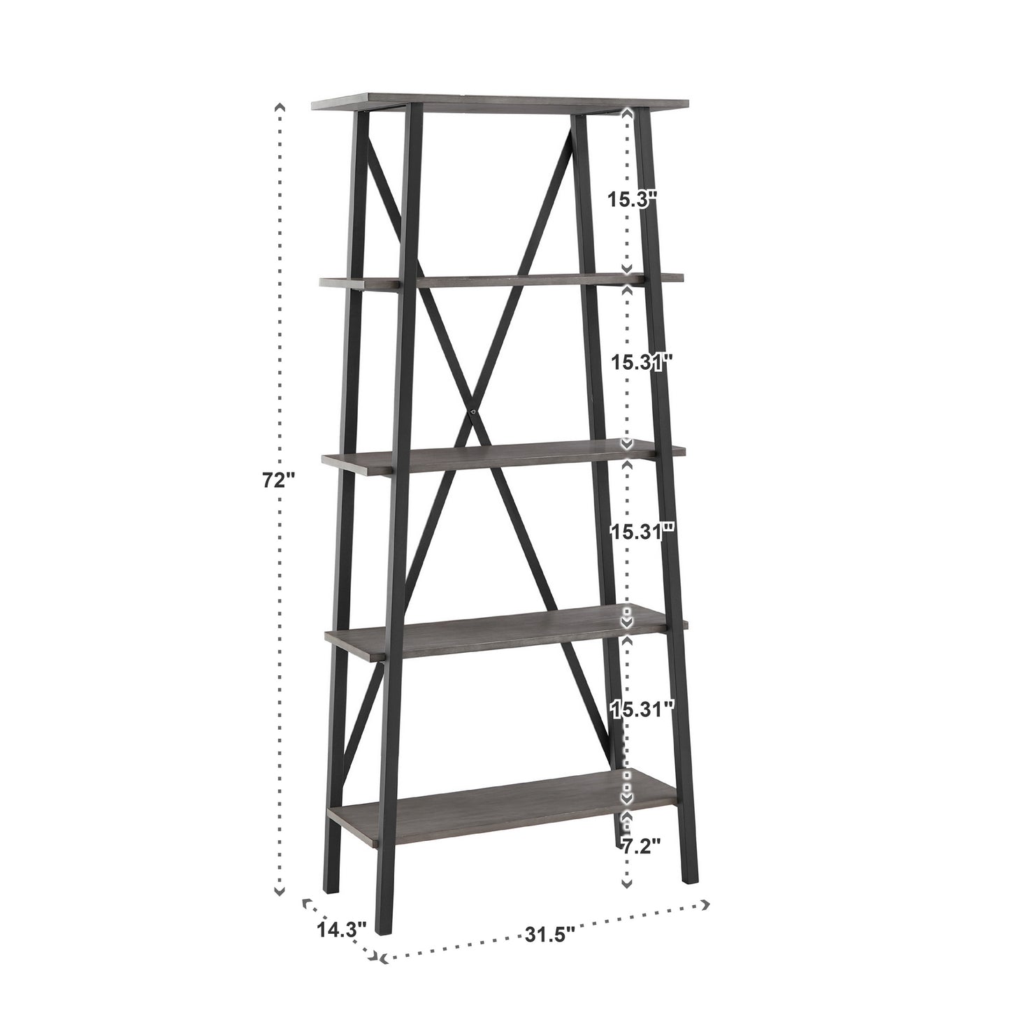 Rustic X-Base 32-inch Bookcase - Gray Finish