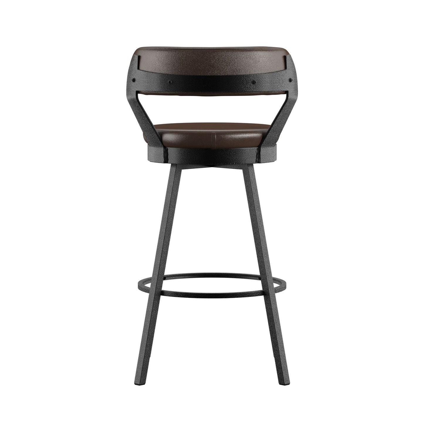 Faux Leather Metal Swivel 29" Bar Height Stools (Set of 2) - Brown