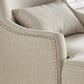 High Back Wing Lounge Chair with Footstool - Beige Linen