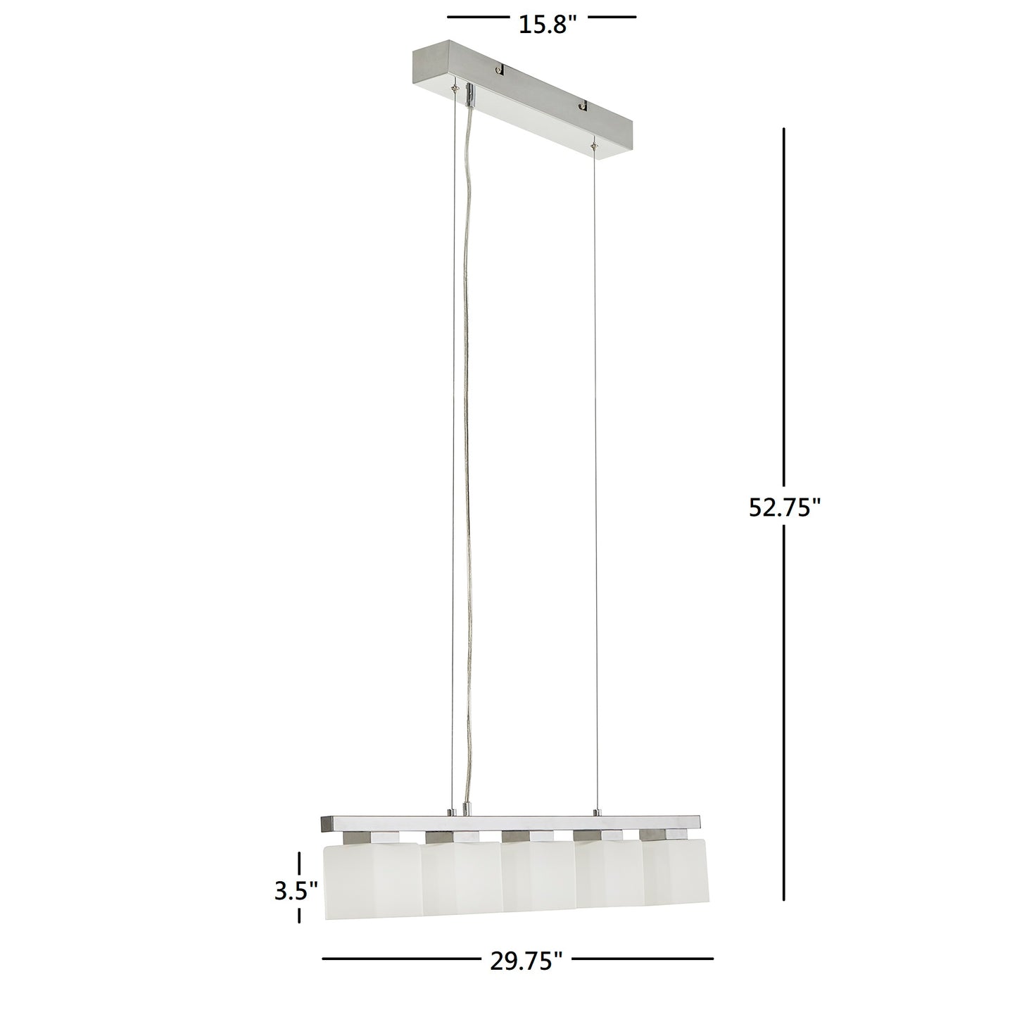 Chrome Finish Modern 5-Glass Cube Pendant Light