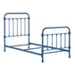 Antique Graceful Victorian Iron Metal Bed - Blue Steel, Twin (Twin Size)