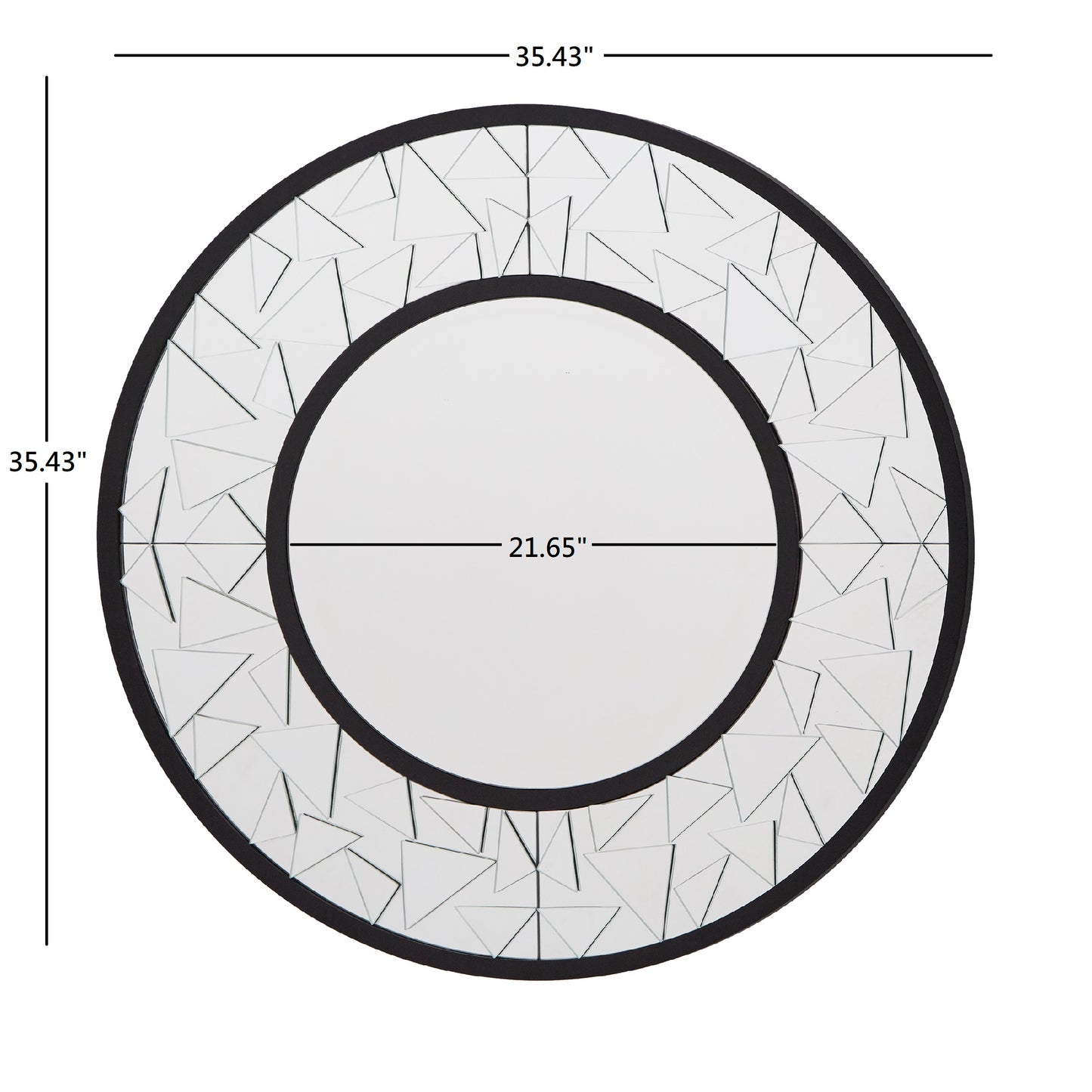 Black Finish Crackle Glass Round Wall Mirror
