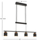 Matte Black Finish Modern Adjustable Height 4-Cylinder Pendant Light