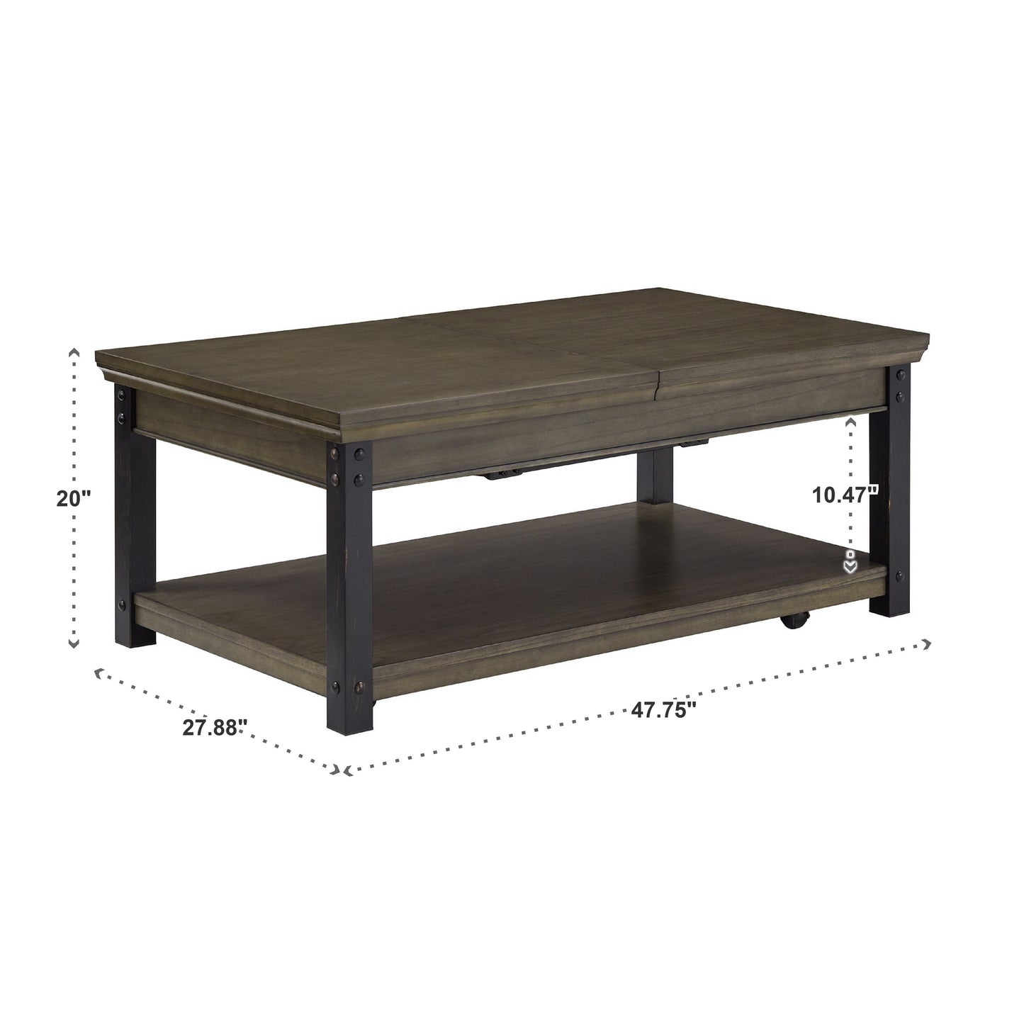 Wood Finish Lift-Top Coffee Table - Antique Gray