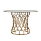 Champagne Base Glass Top Round Dining Table