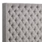 Wingback Button Tufted Linen Fabric Headboard - Grey, 84-inch Height, King Size