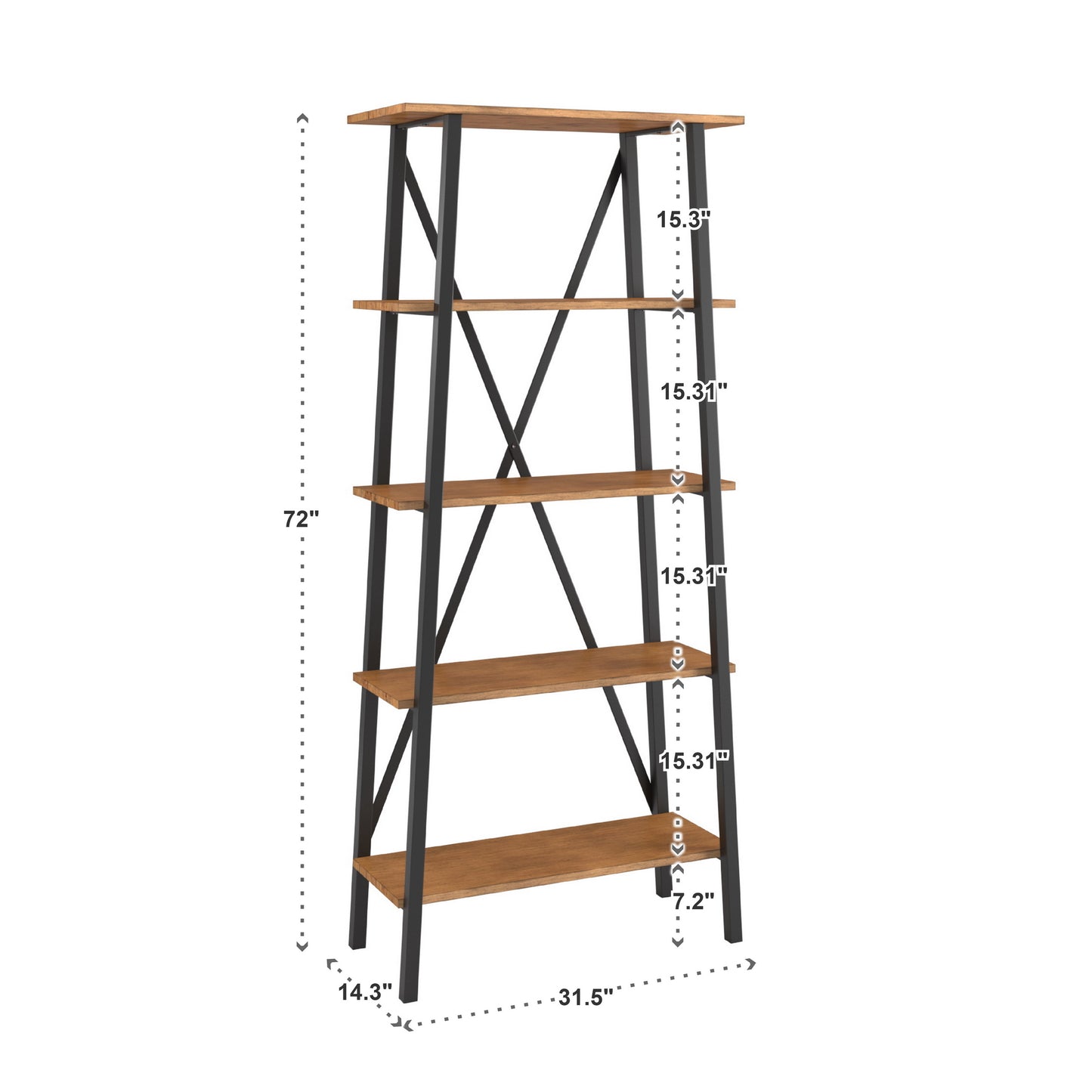 Rustic X-Base 32-inch Bookcase - Oak Finish