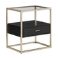 Champagne Silver Finish Table with Storage - End Table