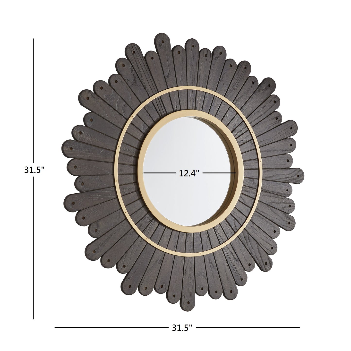 Round Dark Brown Sunburst Wall Mirror