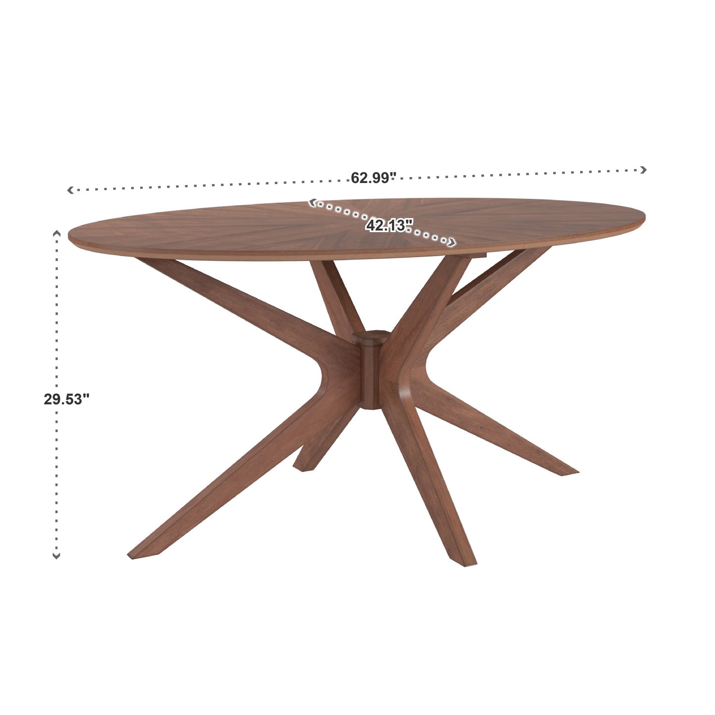 Walnut Finish 63" Oval Dining Table