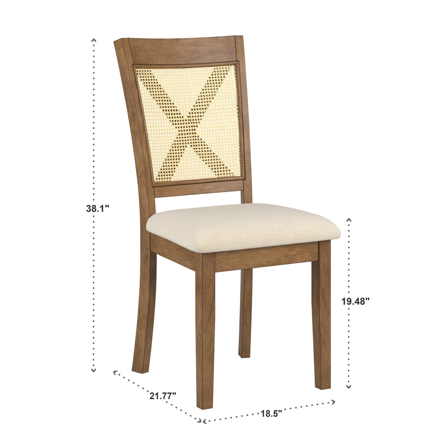 Cane Accent Dining - X-Back Chair (Set of 2), Oak Finish, Beige Linen