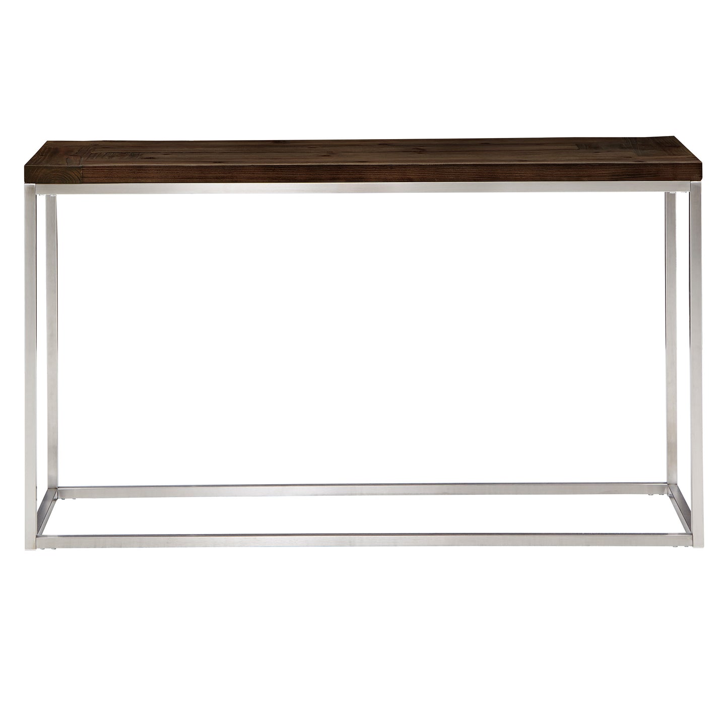 Local Pickup Only - Stainless Steel Rectangular Sofa Table - Brown Finish
