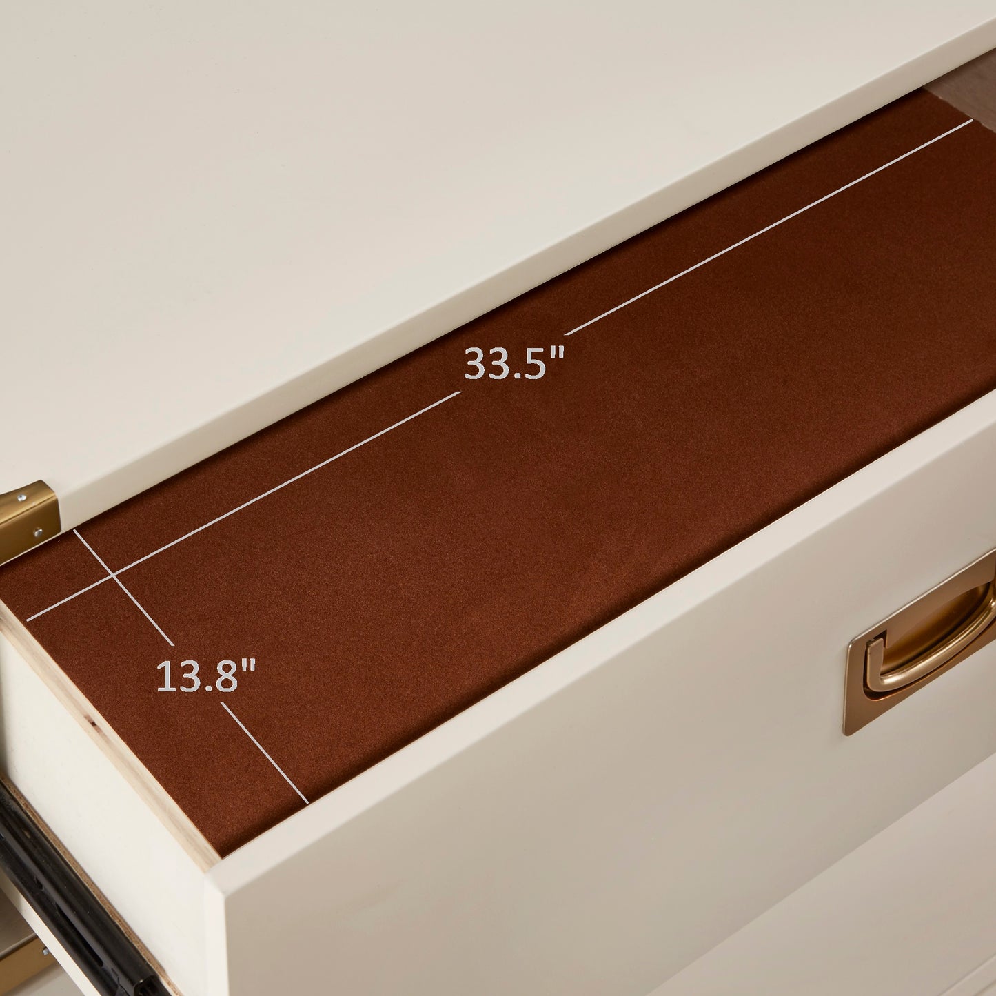 5-Drawer Gold Accent Campaign Chest - White