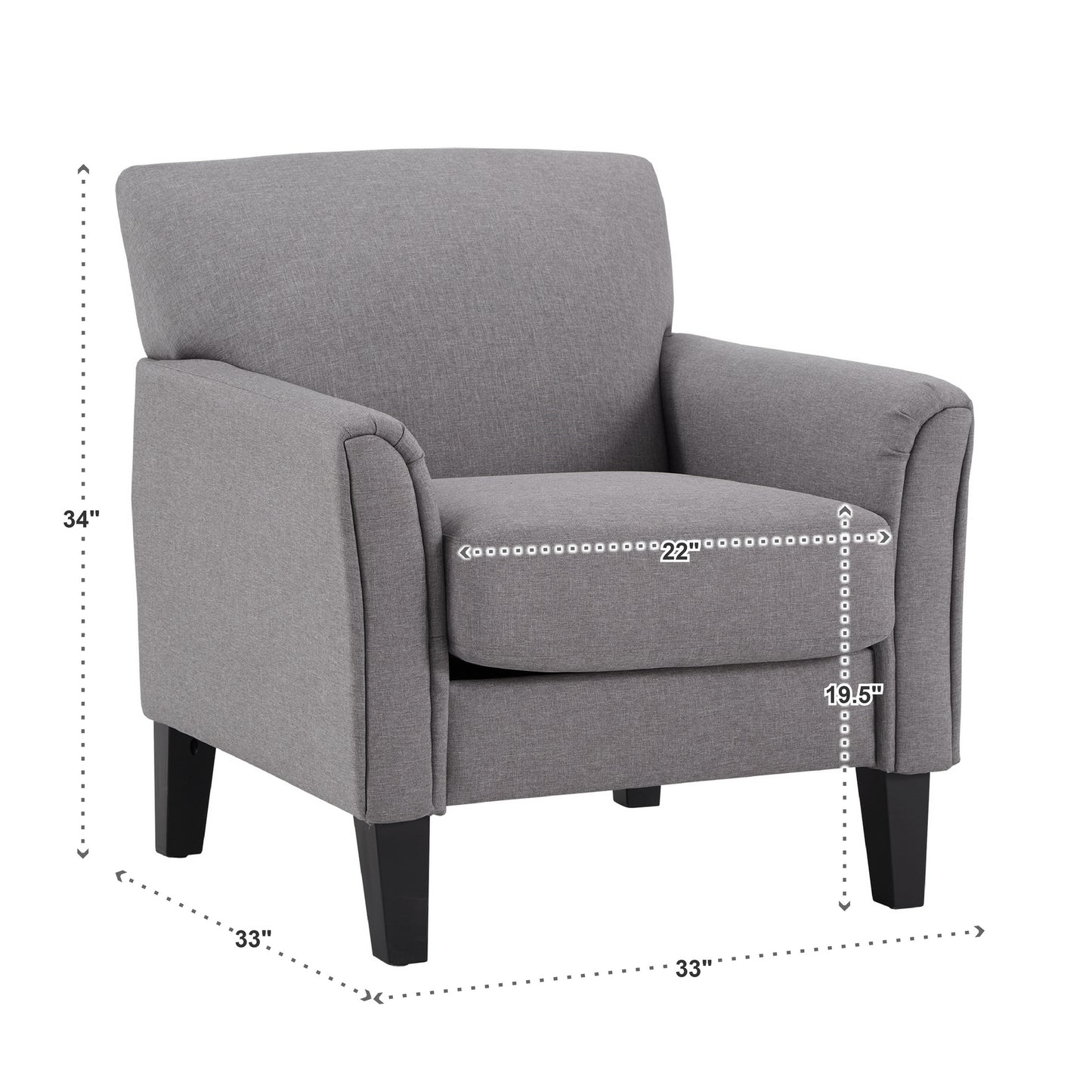 Modern Accent Chair - Gray Linen