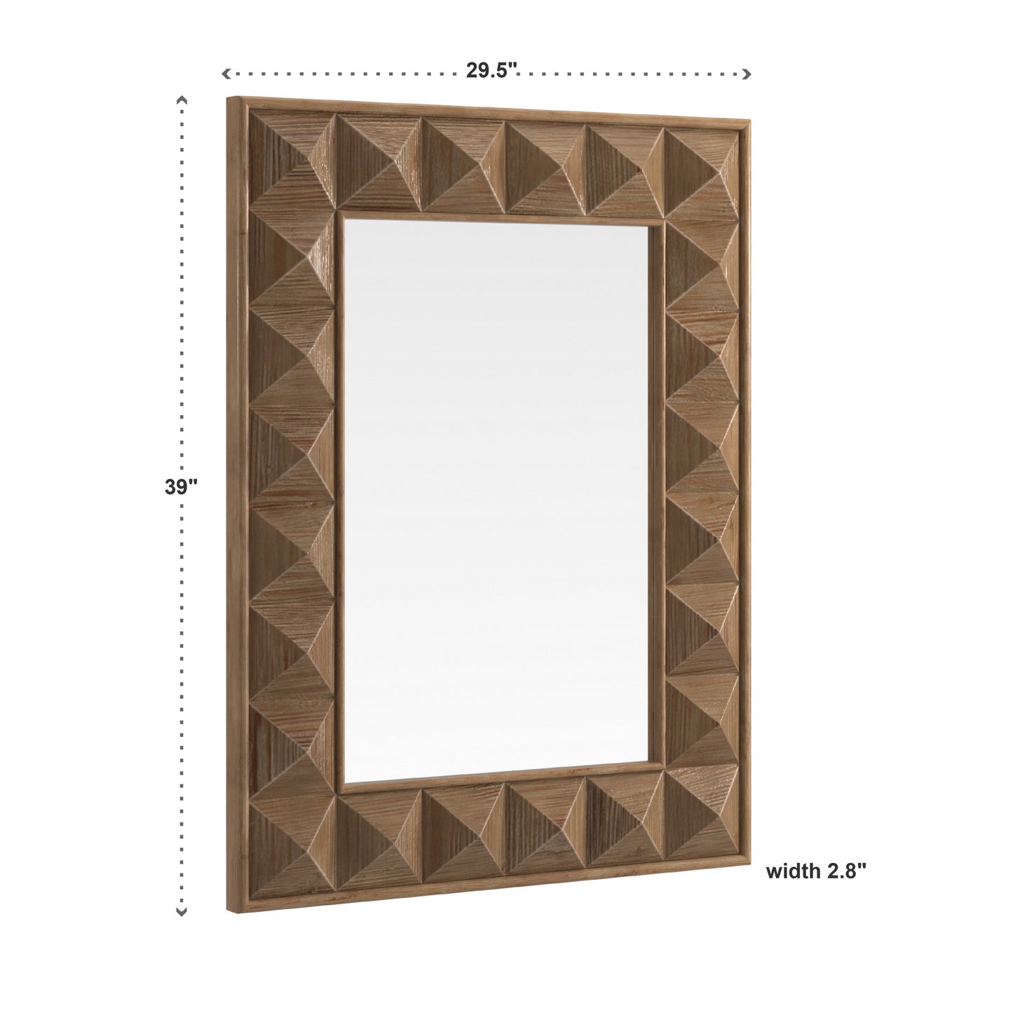 Rectangular Reclaimed Wood Geometric Faceted Wall Mirror