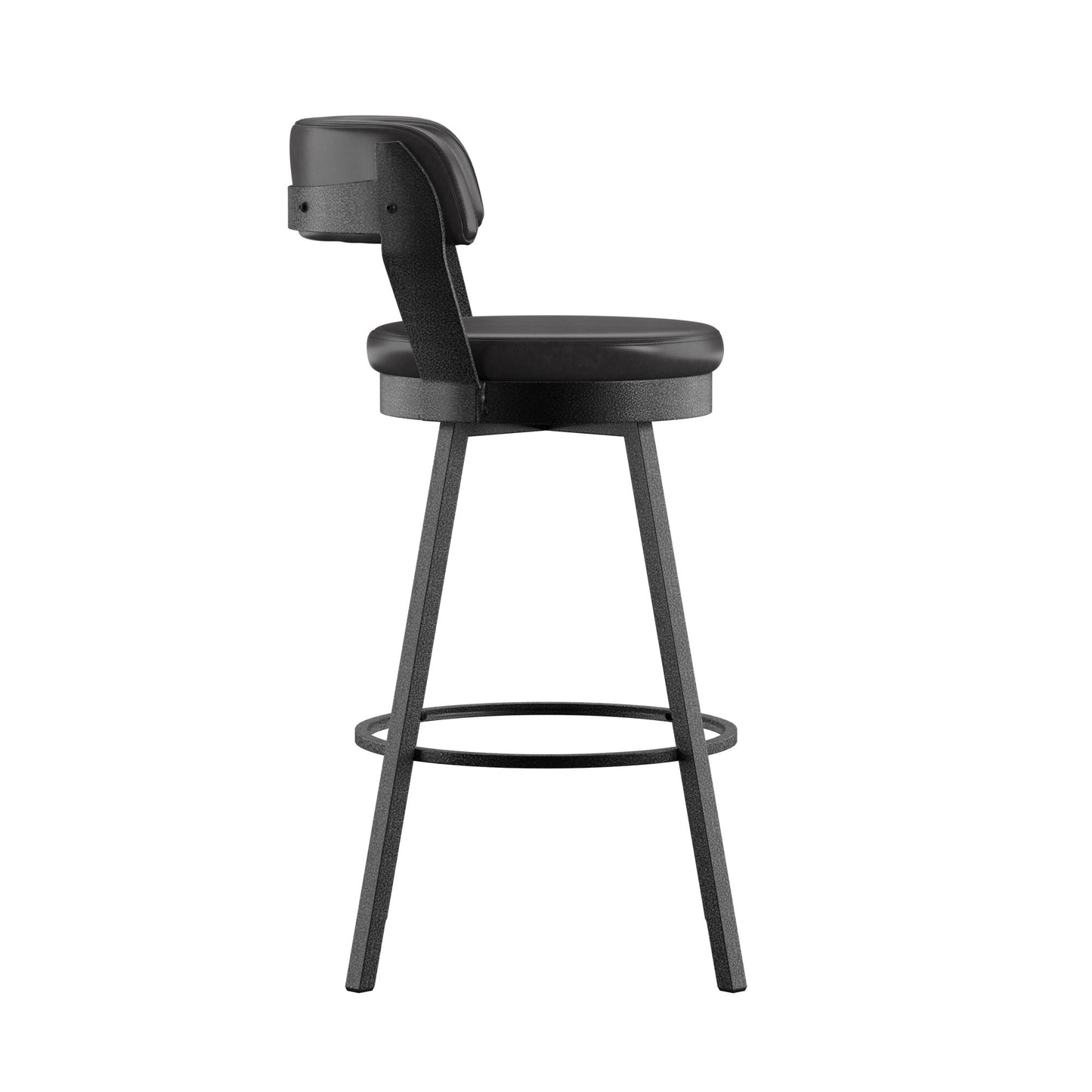 Faux Leather Metal Swivel 29" Bar Height Stools (Set of 2) - Black