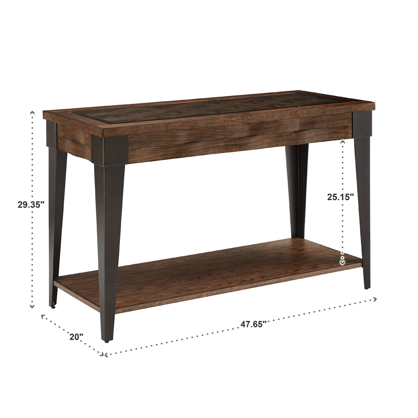 Dark Brown Wood and Metal Sofa Table