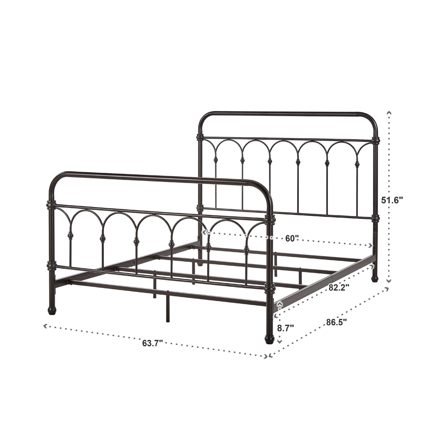 Casted Knot Metal Bed - Bronze, Queen (Queen Size)