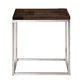 Stainless Steel Rectangular End Table - Brown Finish Top