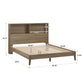 Bookcase Platform Bed with USBs - Grey Finish, Queen Size