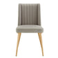 Gold Finish Fabric Dining Chairs (Set of 2) - Light Grey Fabric