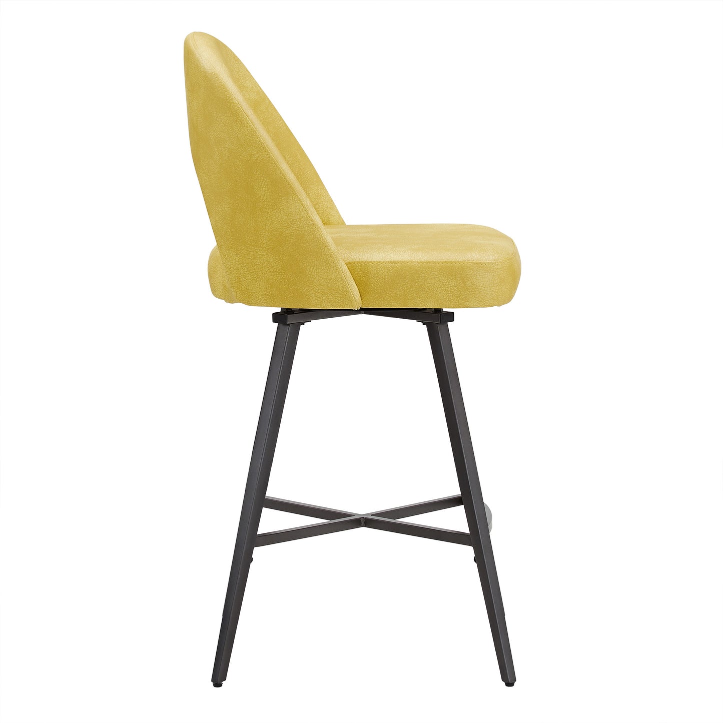 Metal Swivel Stools (Set of 2) - Yellow PU Leather, 24" Counter Height