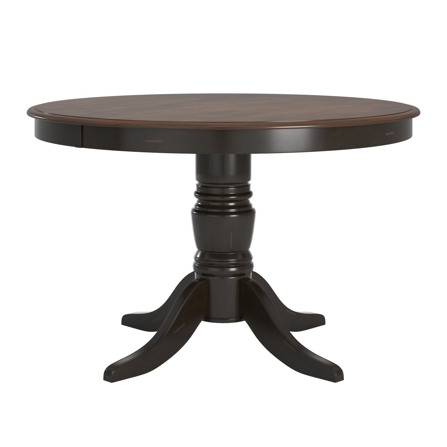 48" Two-Tone Round Dining Table - Antique Black, Cherry Top Finish