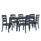 60-inch Rectangular Antique Dark Denim Dining Set - Ladder Back Chairs, 7-Piece Set