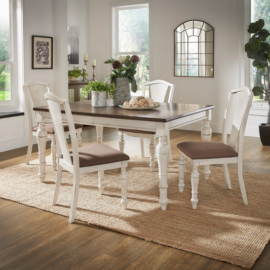 4-6-Person Extendable Solid Rubberwood Dining Table Set - 5-Piece