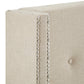 Nailhead Wingback Button Tufted Headboard - Beige Linen, Queen