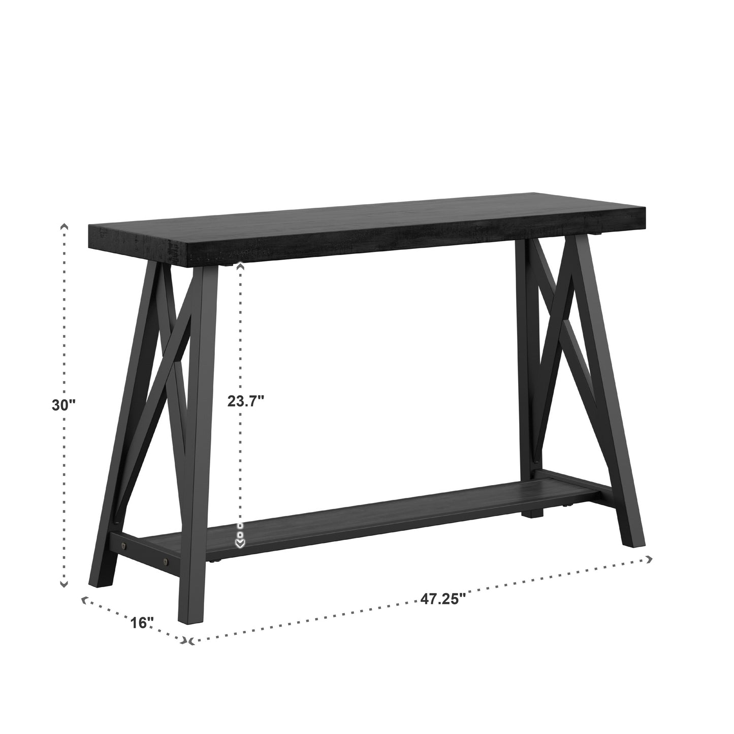 Sofa Table with Shelf - Black