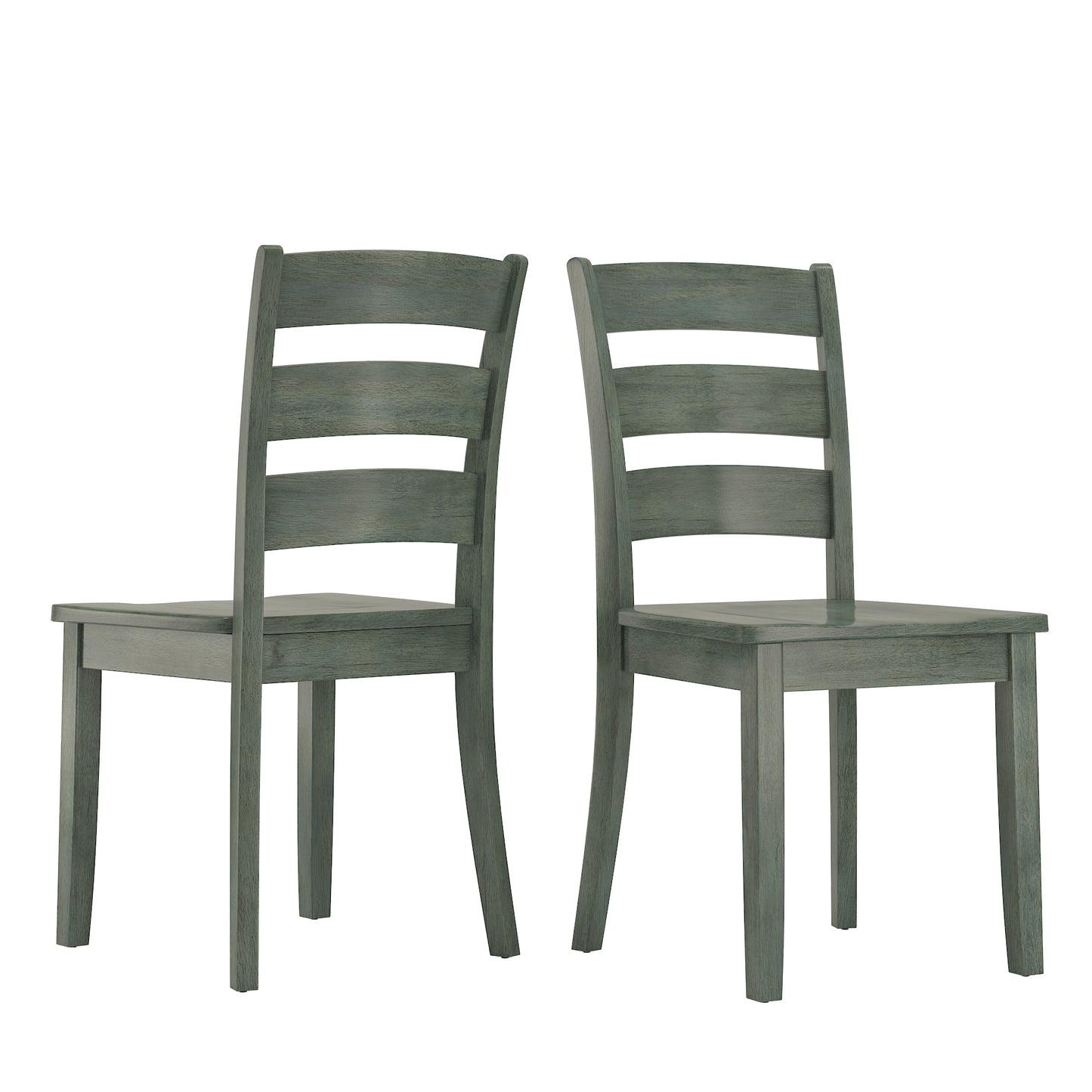 Ladder Back Wood Dining Chairs (Set of 2) - Antique Sage Finish