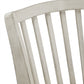 Slat Back Swivel Chair - 29" Bar Height, Antique White Finish, Beige Linen