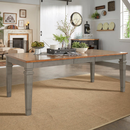 Solid Wood 64-82" Extendable Dining Table - Antique Grey