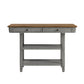 Two-Tone Antique Kitchen Island Buffet - Oak Top with Antique Grey Base