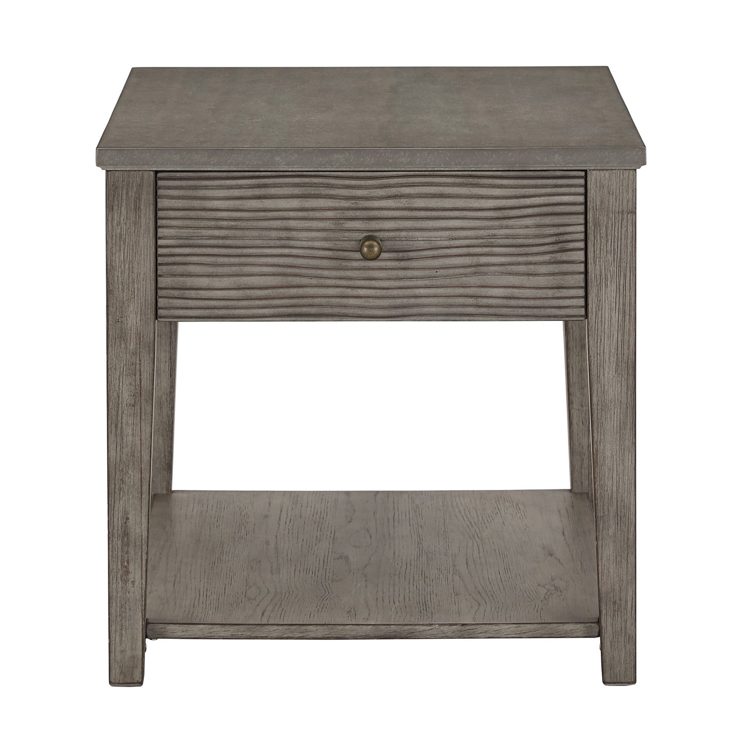 Antique Grey Finish Grey Fiber Cement Table with Self - Coffee and End Table Set