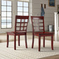 Wood 5-Piece Breakfast Nook Set - Antique Berry Red Finish, Window Back, Rectangular Table