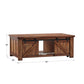 Barn Door Coffee Table with Storage - Brown Cherry Finish