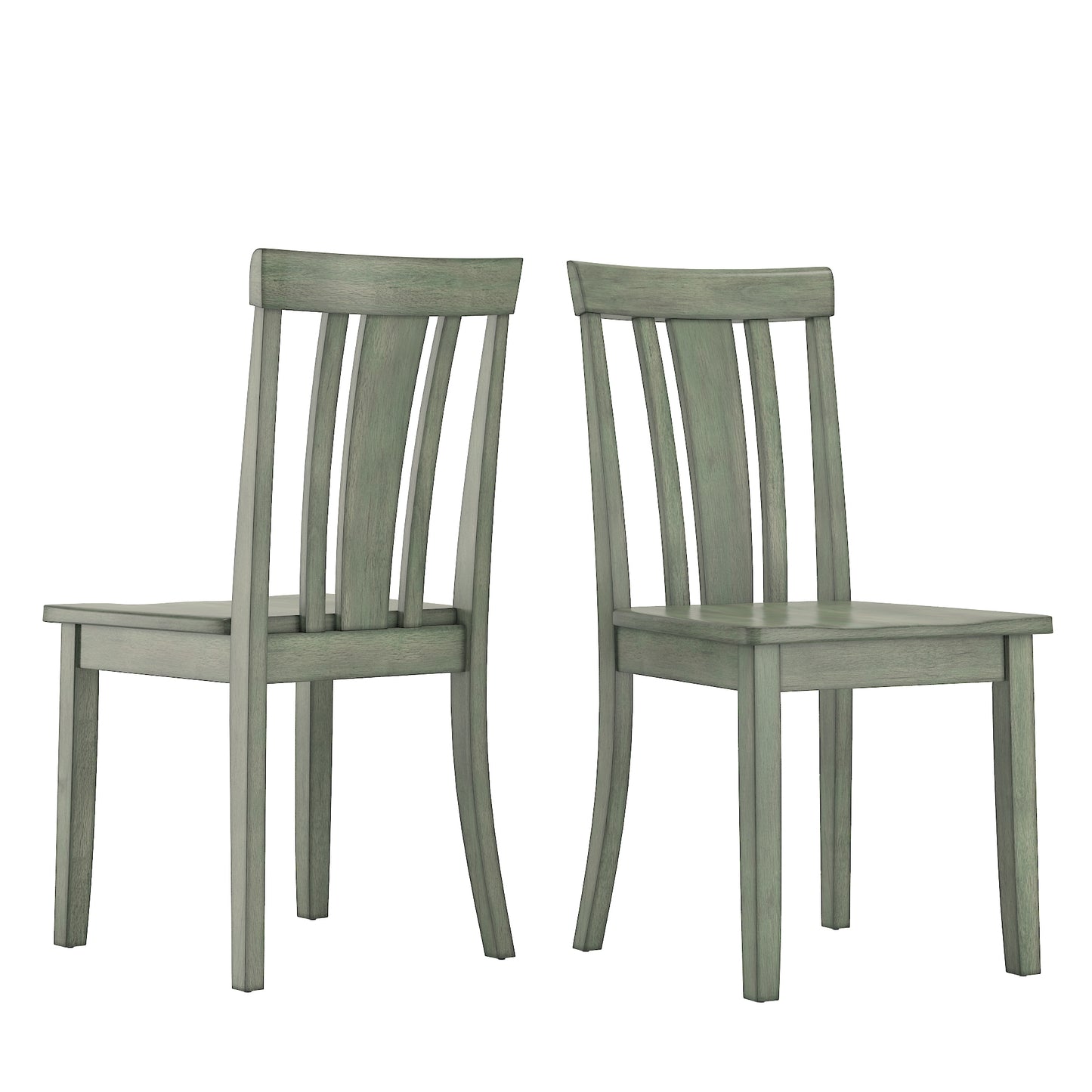 Slat Back Wood Dining Chairs (Set of 2) - Antique Sage Finish