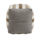 Upholstered Square Pouf Ottoman - Brown Tone Stripe Pattern Fabric